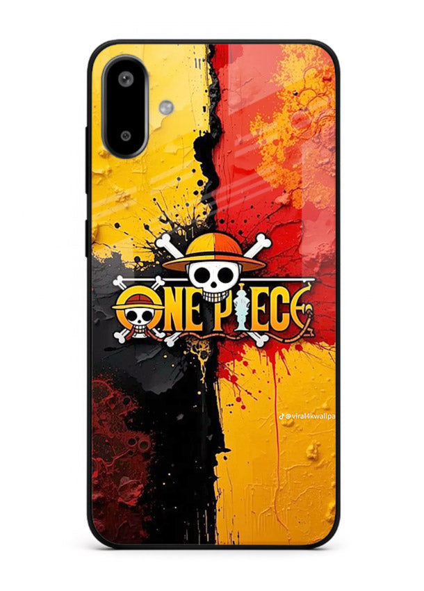 one piece crack texture art Samsung F06 5G glass cover pirate anime stylish case