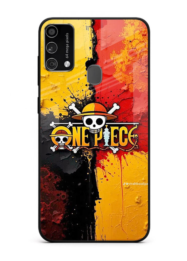 one piece crack texture art Samsung F41 glass cover pirate anime stylish case