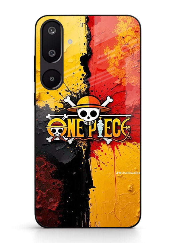 one piece crack texture art Samsung M16 5G glass cover pirate anime stylish case