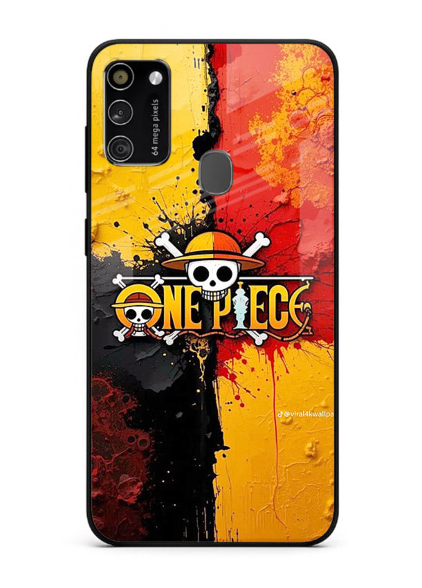 one piece crack texture art Samsung M21 glass cover pirate anime stylish case