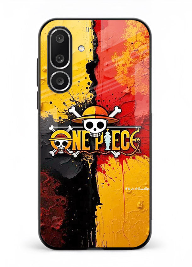 one piece crack texture art Samsung F56 5G glass cover pirate anime stylish case