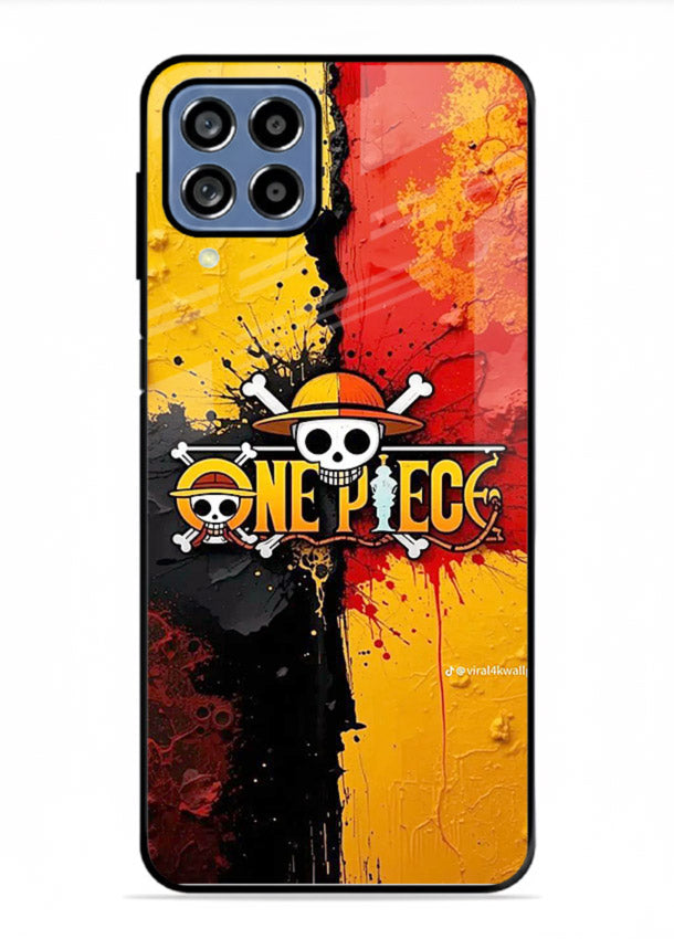 one piece crack texture art Samsung A22 4G glass cover pirate anime stylish case
