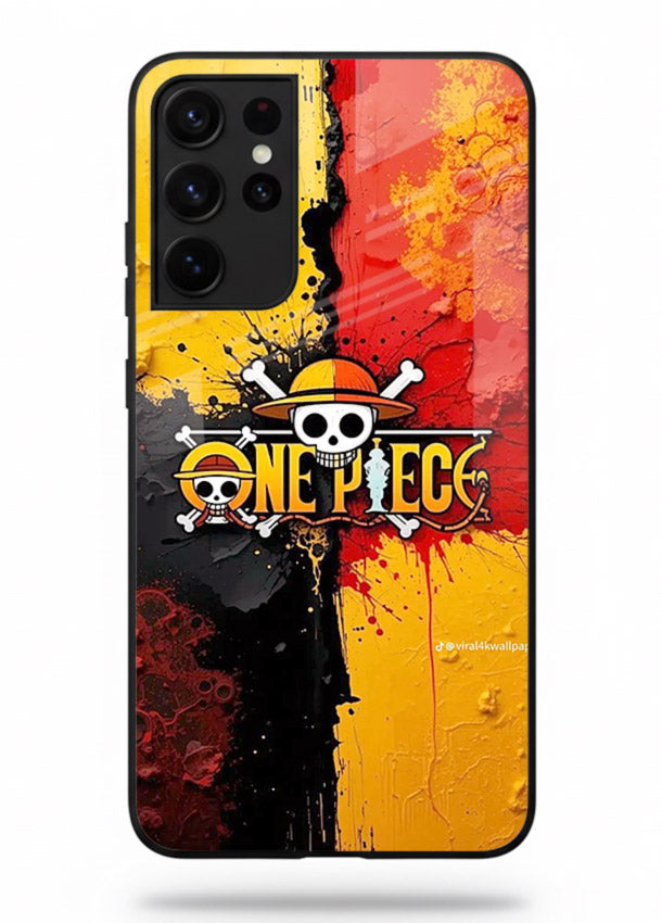 one piece crack texture art Samsung S21 Ultra glass cover pirate anime stylish case
