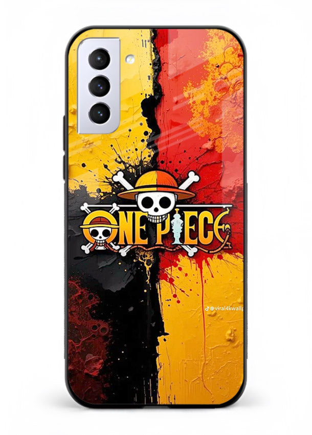 one piece crack texture art Samsung S21 FE glass cover pirate anime stylish case