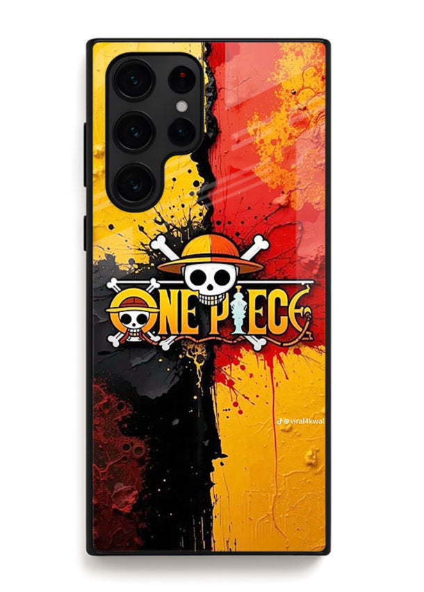 one piece crack texture art Samsung S23 Ultra glass cover pirate anime stylish case