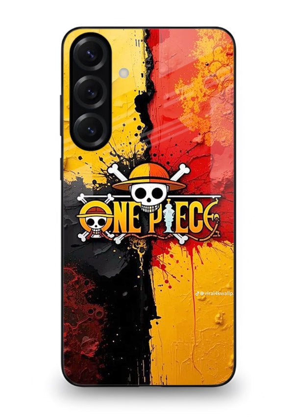 one piece crack texture art Samsung A56 5G glass cover pirate anime stylish case