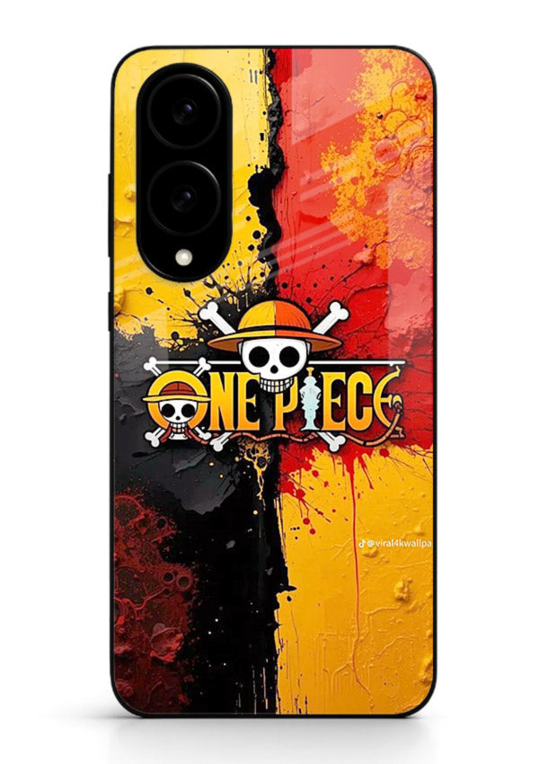 one piece crack texture art Samsung S25 Edge glass cover pirate anime stylish case