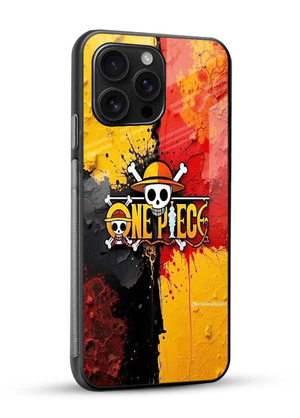 one piece crack texture art glossy vibrant premium glass cover pirate anime stylish case - Angle Side