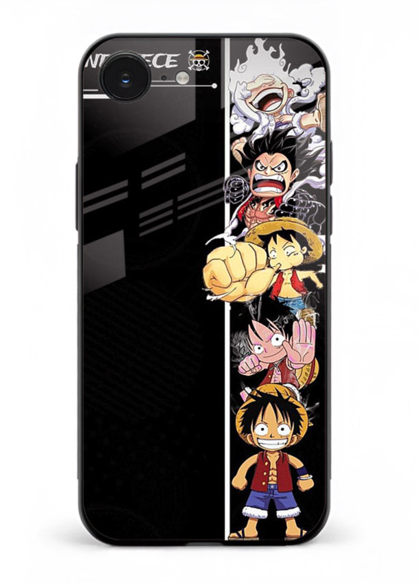 one piece split character anime art iphone 16e glass cover manga themed case