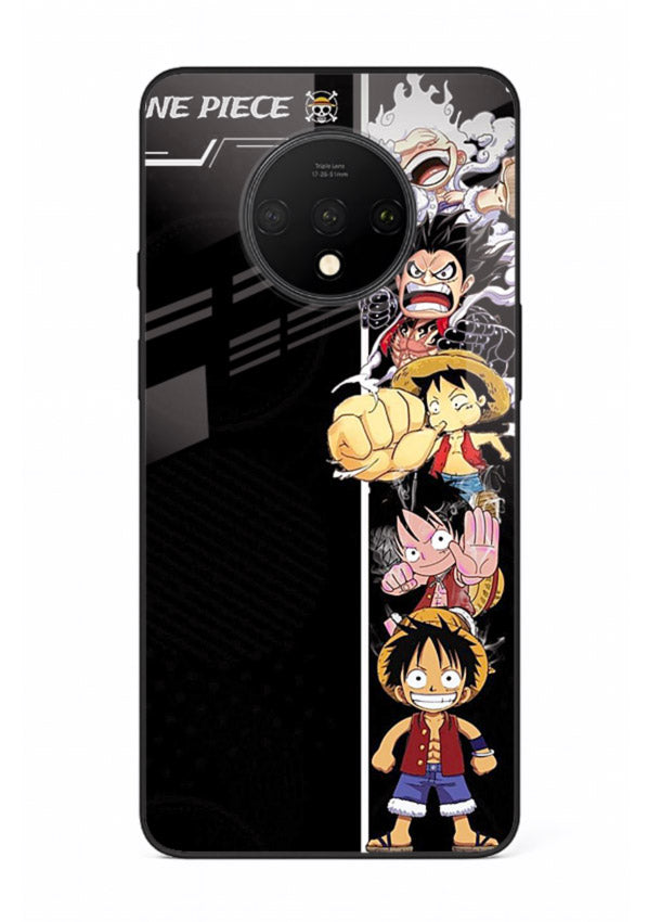 one piece split character anime art OnePlus 7T glass cover manga themed case