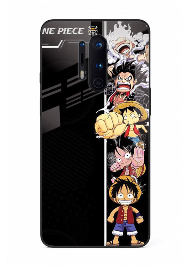 one piece split character anime art OnePlus 8 Pro glass cover manga themed case