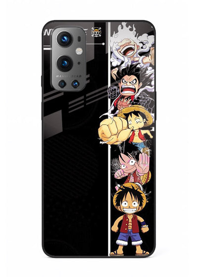 one piece split character anime art OnePlus 9 glass cover manga themed case