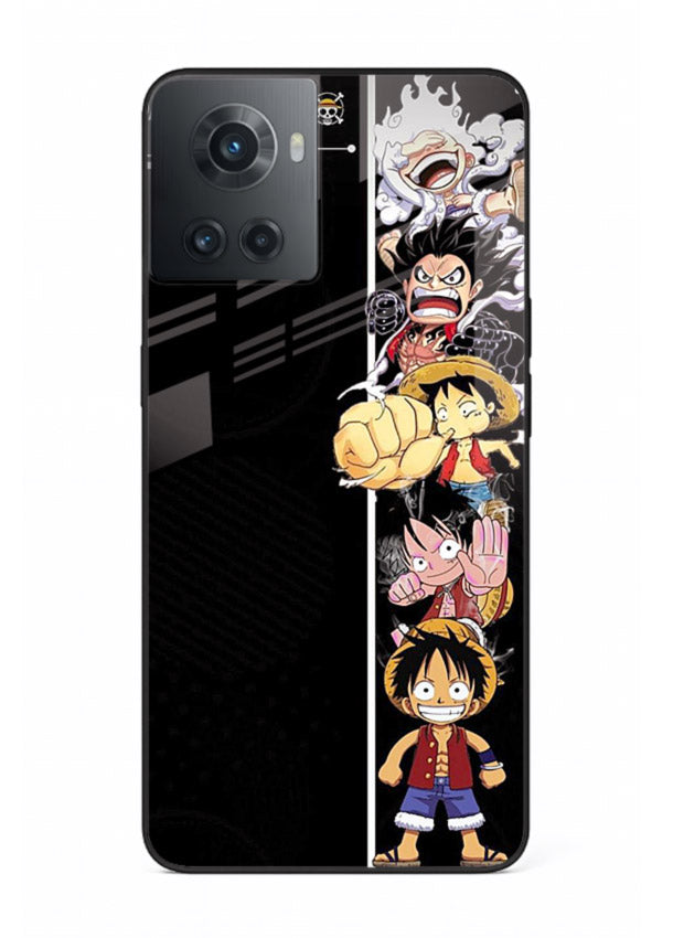 one piece split character anime art OnePlus 10R glass cover manga themed case