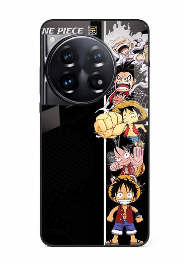 one piece split character anime art OnePlus 12 glass cover manga themed case