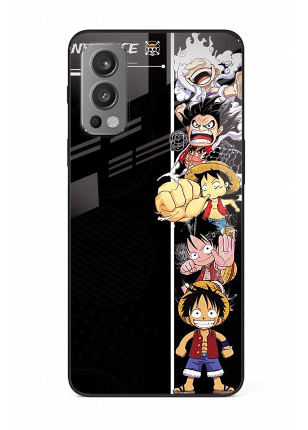 one piece split character anime art OnePlus Nord 2 glass cover manga themed case