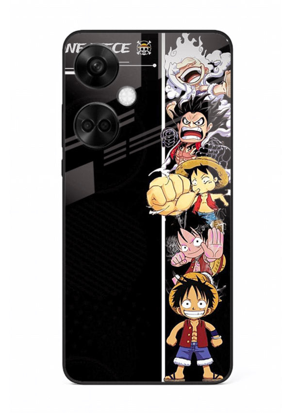 one piece split character anime art OnePlus Nord CE3 glass cover manga themed case