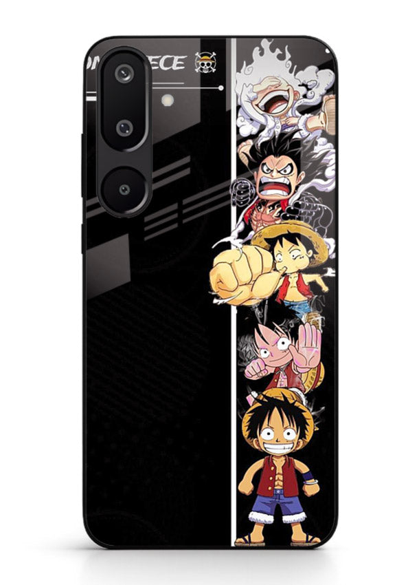 one piece split character anime art Samsung F16 5G glass cover manga themed case