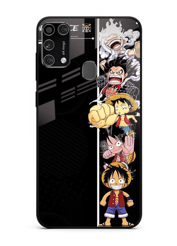 one piece split character anime art Samsung M31 Prime glass cover manga themed case