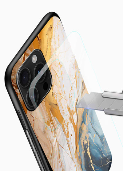 Opal Gemstone Bubbles glossy vibrant premium glass back cover with iridescent opal marble texture - Angle Blade