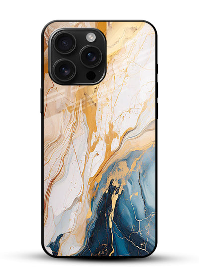 Opal Gemstone Bubbles glossy vibrant premium glass back cover with iridescent opal marble texture - Angle Front