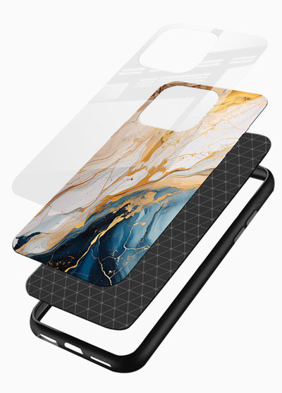 Opal Gemstone Bubbles glossy vibrant premium glass back cover with iridescent opal marble texture - Angle Layers