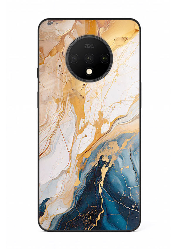 Opal Gemstone Bubbles OnePlus 7T glass back cover with iridescent opal marble texture
