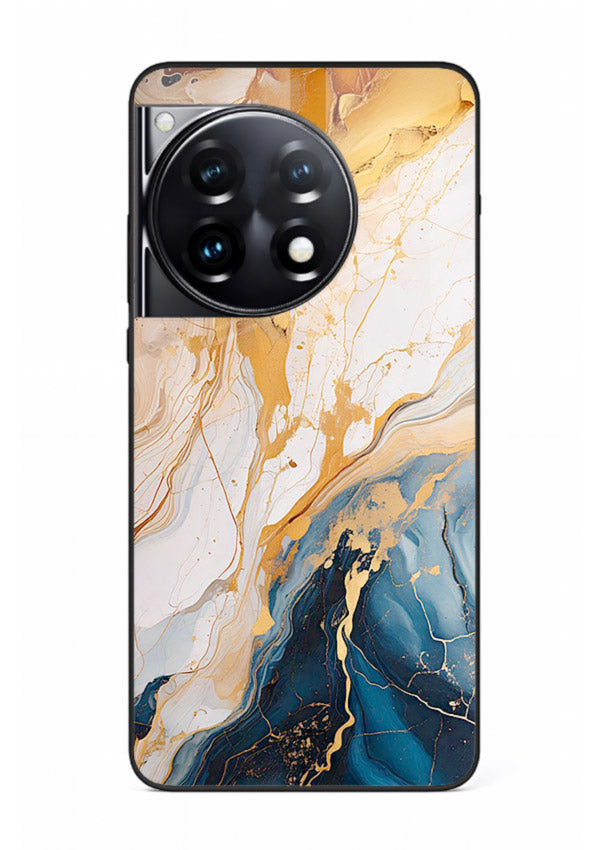 Opal Gemstone Bubbles OnePlus 12R glass back cover with iridescent opal marble texture