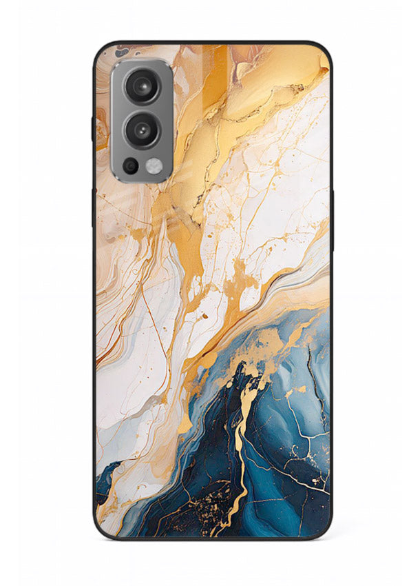 Opal Gemstone Bubbles OnePlus Nord 2 glass back cover with iridescent opal marble texture