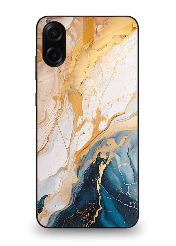 Opal Gemstone Bubbles Samsung A06 5G glass back cover with iridescent opal marble texture