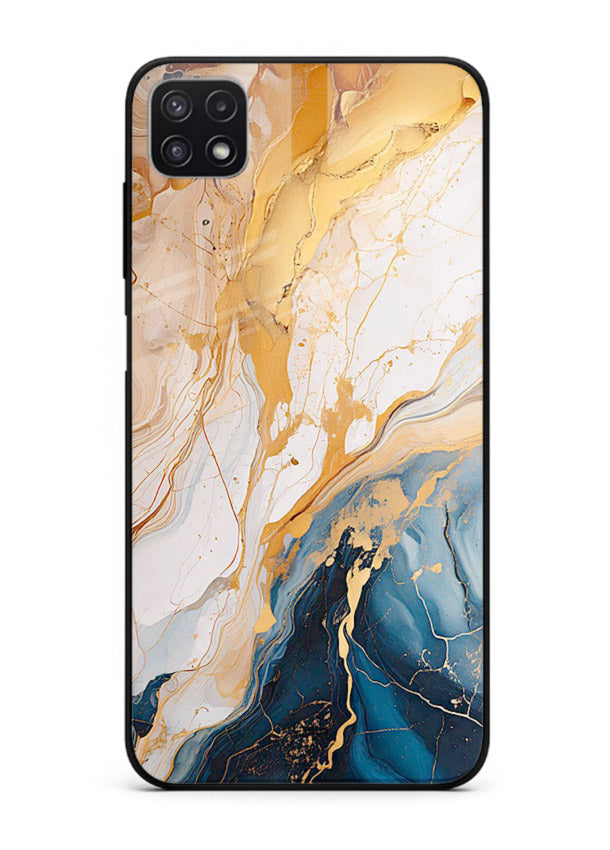 Opal Gemstone Bubbles Samsung F42 5G glass back cover with iridescent opal marble texture