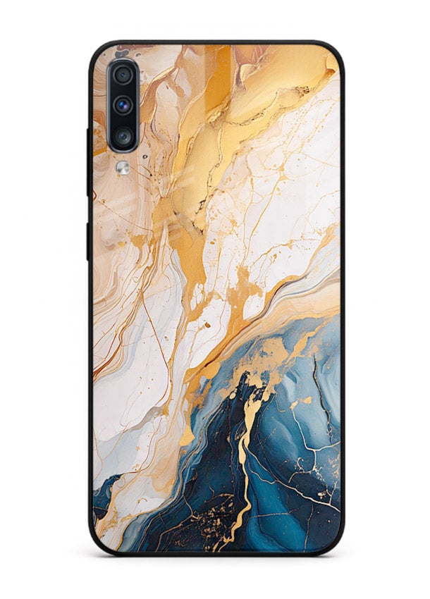Opal Gemstone Bubbles Samsung A70 glass back cover with iridescent opal marble texture