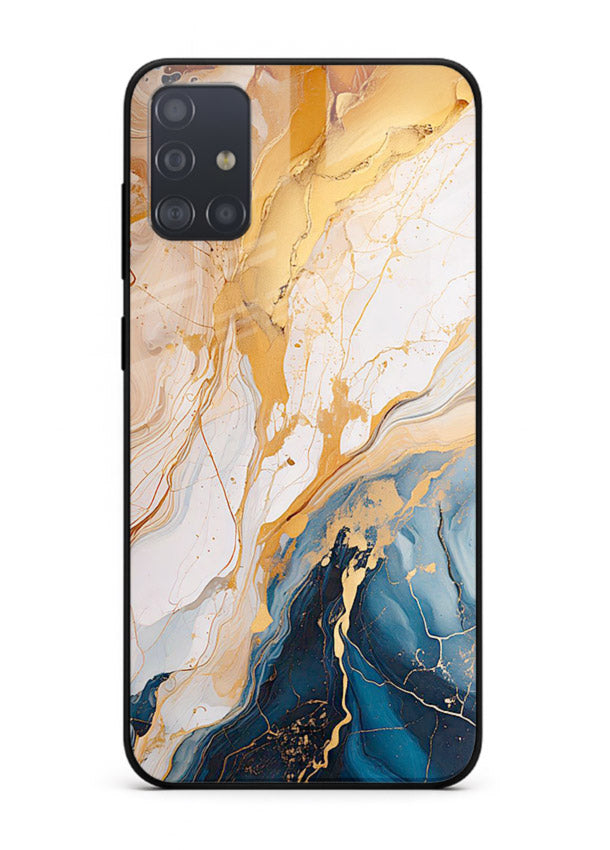 Opal Gemstone Bubbles Samsung A71 glass back cover with iridescent opal marble texture
