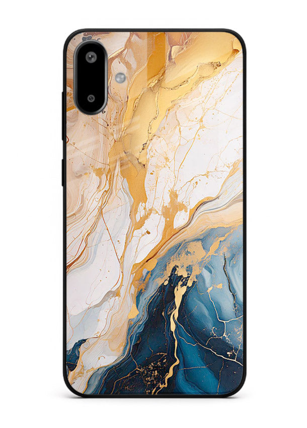 Opal Gemstone Bubbles Samsung F06 5G glass back cover with iridescent opal marble texture