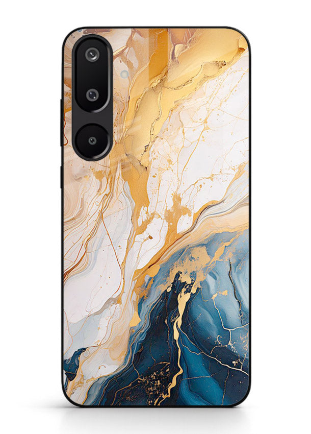 Opal Gemstone Bubbles Samsung F16 5G glass back cover with iridescent opal marble texture