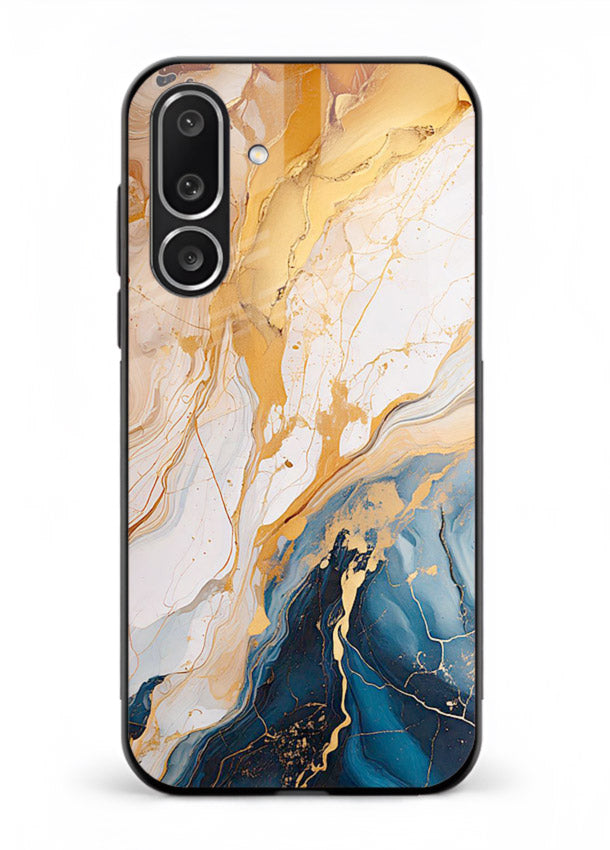 Opal Gemstone Bubbles Samsung F56 5G glass back cover with iridescent opal marble texture