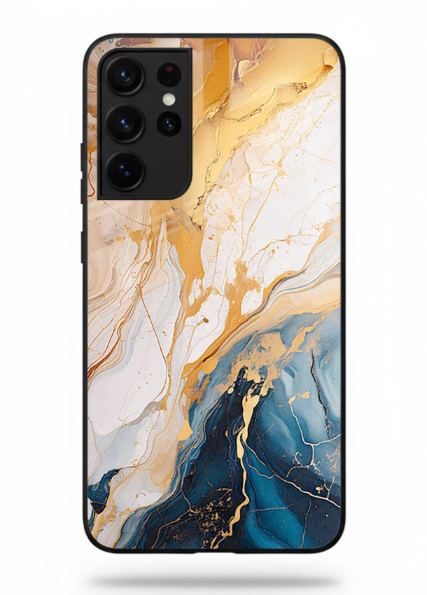 Opal Gemstone Bubbles Samsung S21 Ultra glass back cover with iridescent opal marble texture