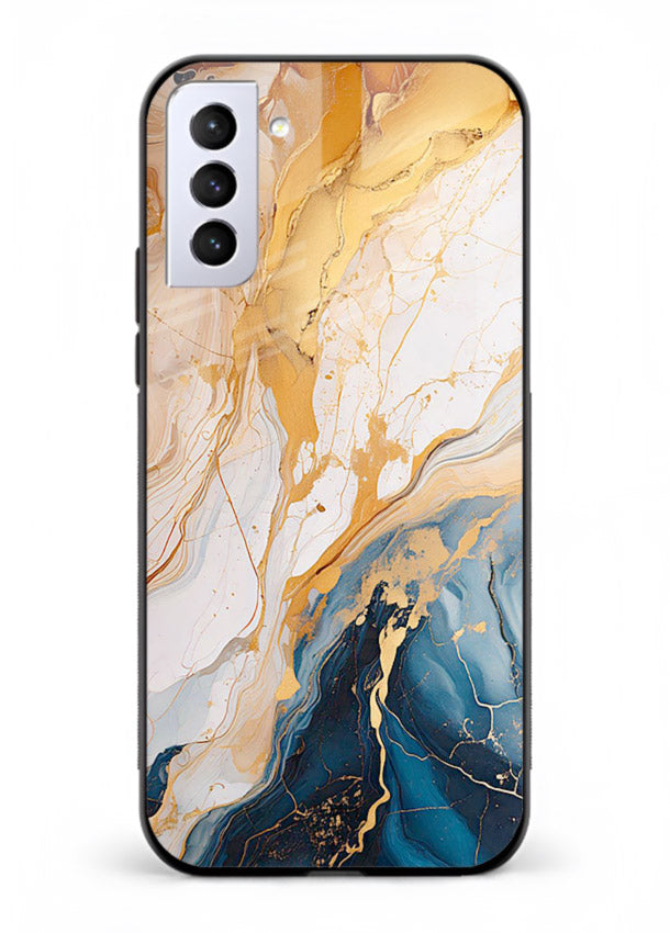 Opal Gemstone Bubbles Samsung S21 FE glass back cover with iridescent opal marble texture