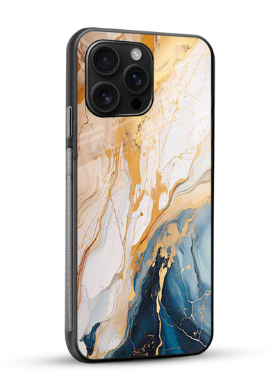 Opal Gemstone Bubbles glossy vibrant premium glass back cover with iridescent opal marble texture - Angle Side
