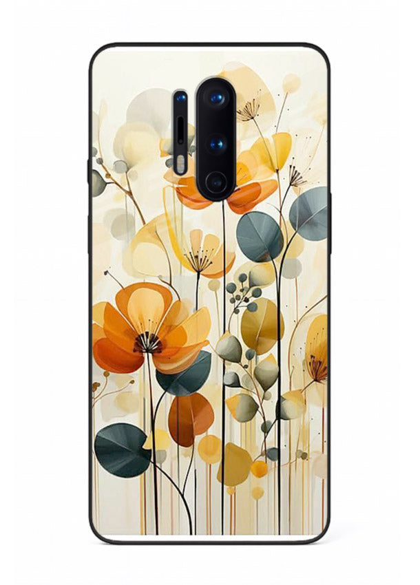 Orange blossom cluster artwork on OnePlus 8 Pro glass back cover with warm bright botanical accents.