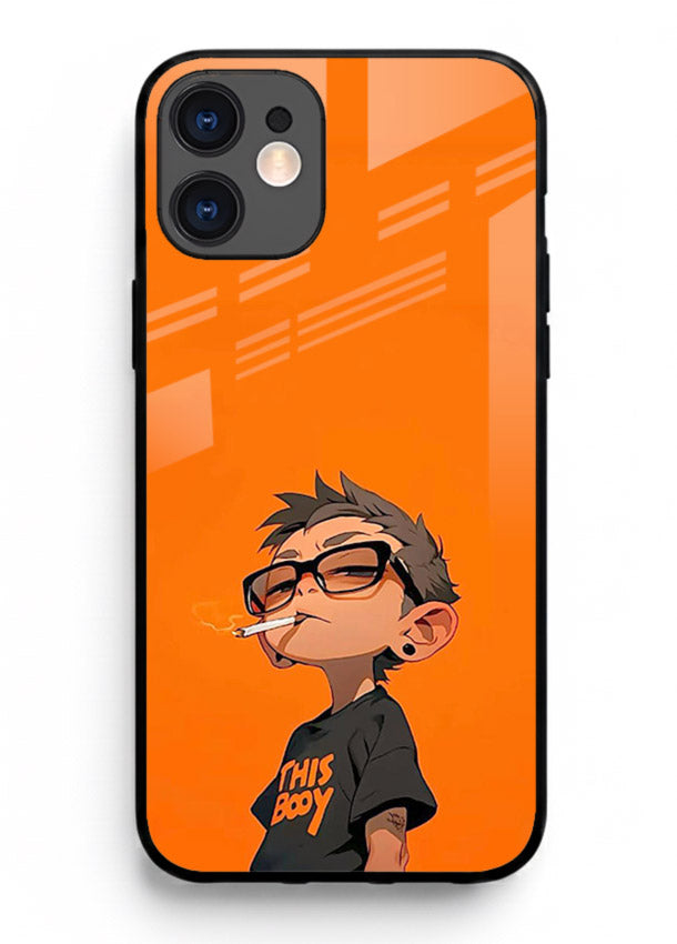 Orange Boy Character cartoon artwork iphone 12 glass back cover