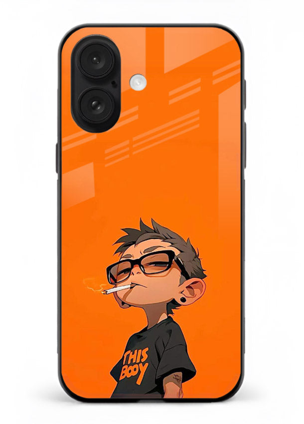 Orange Boy Character cartoon artwork iphone 16 glass back cover
