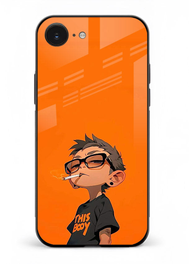 Orange Boy Character cartoon artwork iphone 16e glass back cover