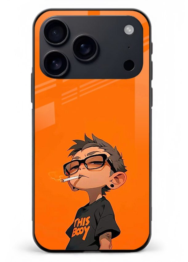 Orange Boy Character cartoon artwork iphone 17 pro max glass back cover