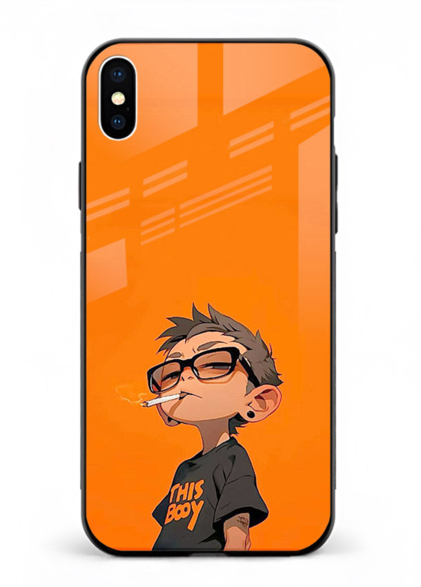 Orange Boy Character cartoon artwork iphone xs max glass back cover