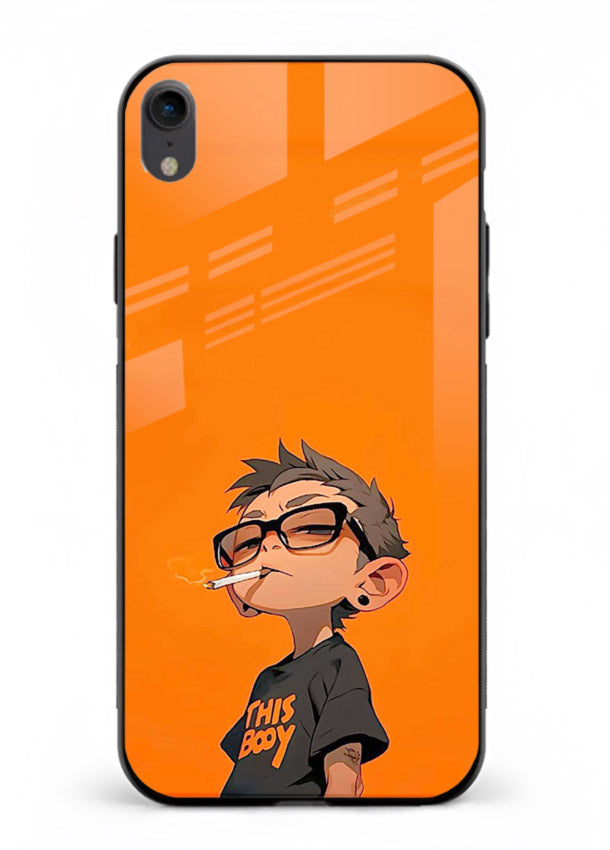 Orange Boy Character cartoon artwork iphone xr glass back cover