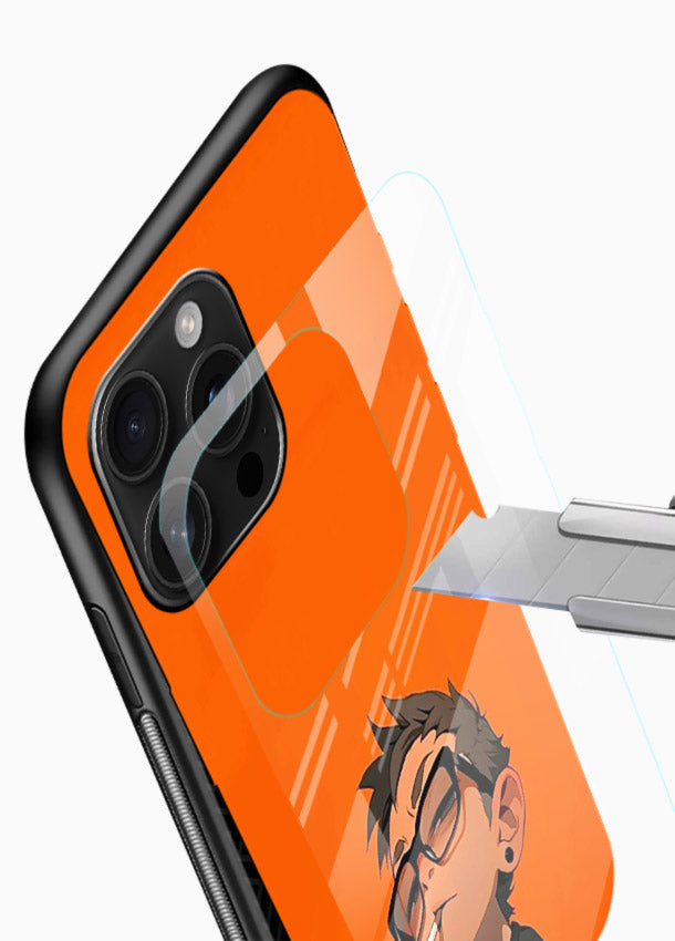 Orange Boy Character cartoon artwork glossy vibrant premium glass back cover - Angle Blade