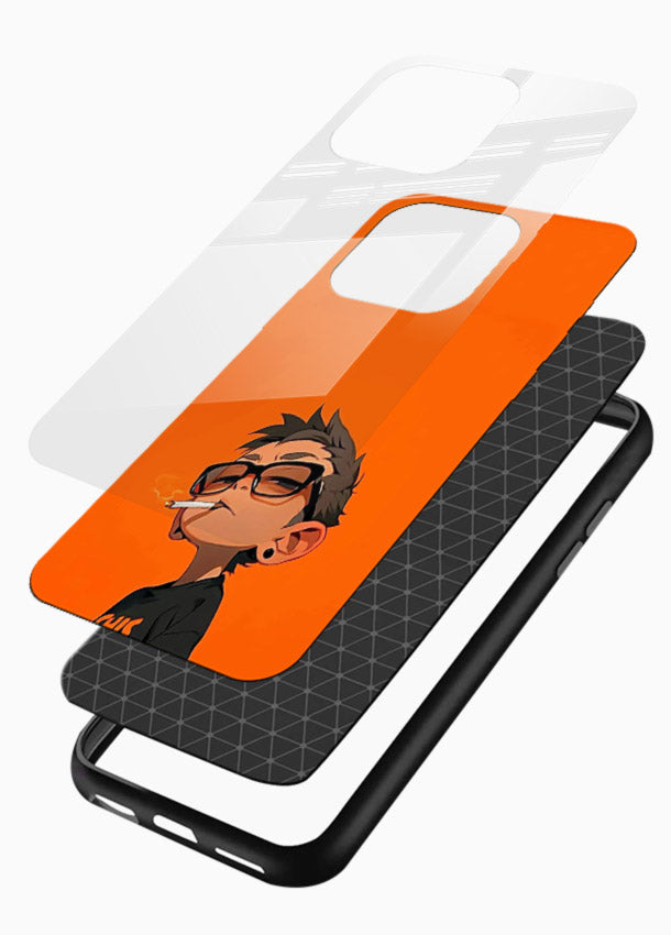 Orange Boy Character cartoon artwork glossy vibrant premium glass back cover - Angle Layers