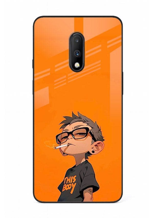 Orange Boy Character cartoon artwork OnePlus 7 glass back cover