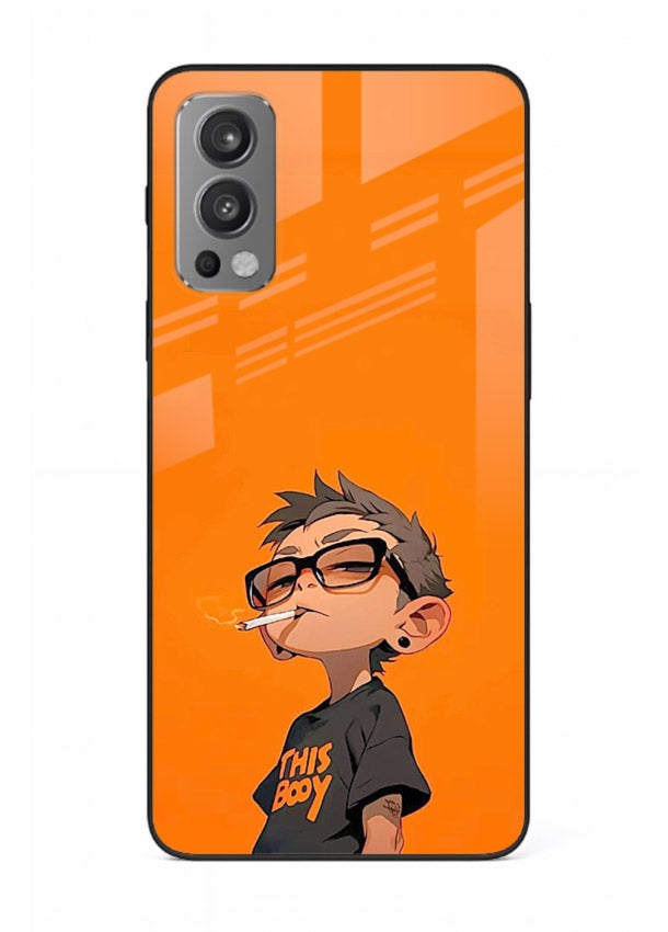 Orange Boy Character cartoon artwork OnePlus Nord 2 glass back cover