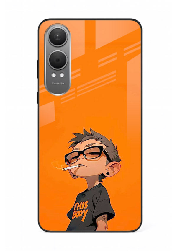 Orange Boy Character cartoon artwork OnePlus Nord CE4 Lite glass back cover